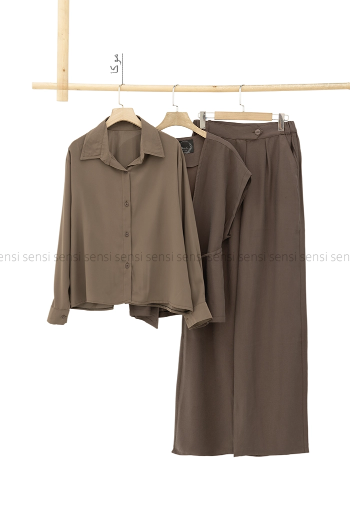 ست 3تیکه شومیز جلیقه شلوار کد1005378